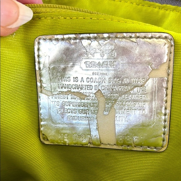 Coach Vintage Ashley convertible shoulder bag satchel Gray/Green lime canvas - Picture 3 of 16